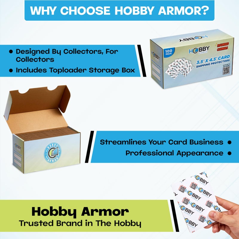 Hobby Armor 100 Pack Trading Card Shipping Protector by Hobby Armor  3.5"" x 4.5"" with Rounded Corners  Vibrant Multi-Color Card Protector to Guard Cards From Dings  Premium Lightweight Cardboard Shipping Supplies - Image 5